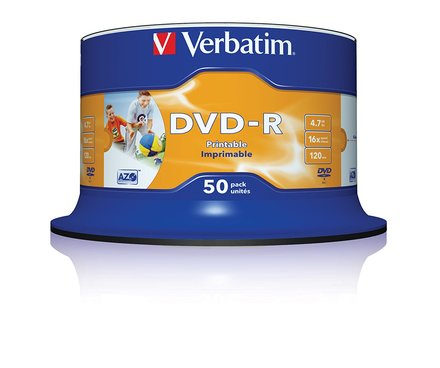 DVD disk Verbatim DVD-R(50-Pack)Cake/Print/16x/4.7GB/NoID (43533)