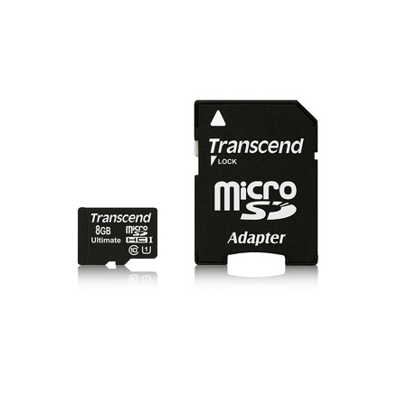 Paměťová karta Transcend MicroSDHC 8GB UHS-I U1 (90MB/ s) + adapter
