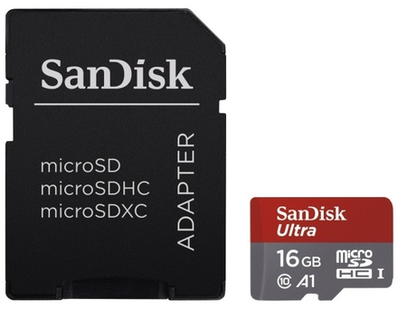 Paměťová karta Sandisk Micro SDHC Ultra Android 16GB UHS-I U1 (98R/10W) + adapter (SDSQUAR-016G-GN6MA) černý