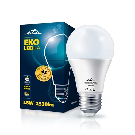 LED žárovka ETA EKO LEDka klasik 18W, E27, teplá bílá