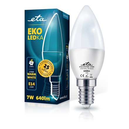 LED žárovka ETA EKO LEDka svíčka 7W, E14, teplá bílá