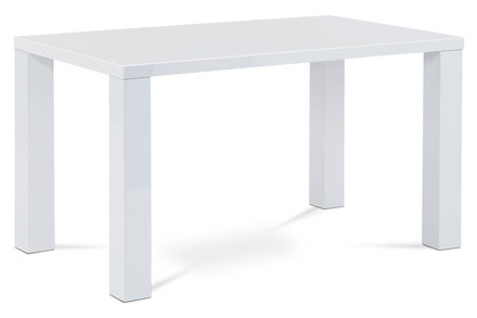 Moderní jídelní stůl Autronic Jídelní stůl 135x80x76 cm, vysoký lesk bílý (AT-3007 WT) (2xKarton)