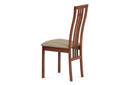 Dřevěná jídelní židle Autronic Jídelní židle, masiv buk, barva třešeň, látkový béžový potah (BC-2482 TR3)