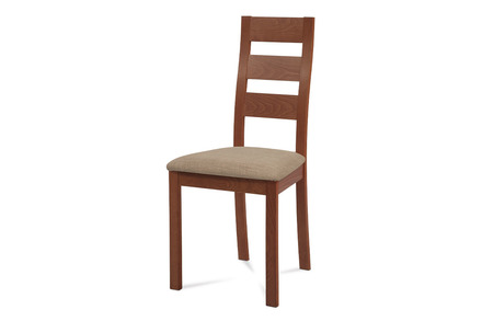 Dřevěná jídelní židle Autronic Jídelní židle, masiv buk, barva třešeň, látkový béžový potah (BC-2603 TR3)