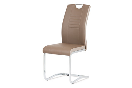 Moderní jídelní židle Autronic Jídelní židle chrom / koženka coffee + cappucino boky (DCL-406 COF)