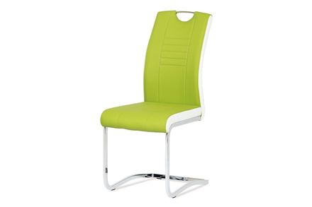 Moderní jídelní židle Autronic Jídelní židle chrom / koženka limetková s bílými boky (DCL-406 LIM)