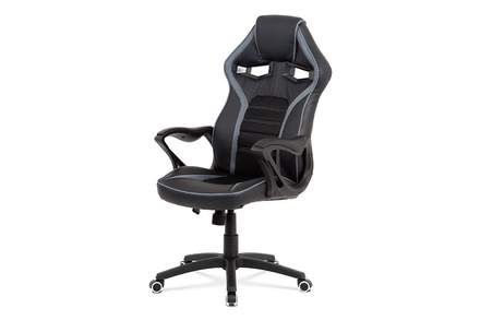 Kancelářská židle Autronic Kancelářská židle, černá ekokůže + šedá látka MESH, černý plastový kříž, houpací mechanismus (KA-G406 GREY)