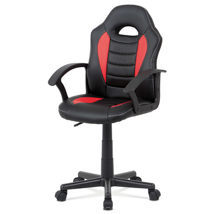 Kancelářská židle Autronic Kancelářská židle, červená-černá ekokůže, výšk. nast., kříž plast černý (KA-V107 RED)