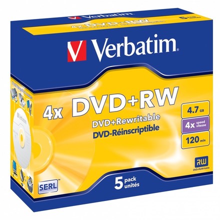 DVD disk Verbatim DVD+RW 4,7GB 4x, jewel, 5ks (43229)