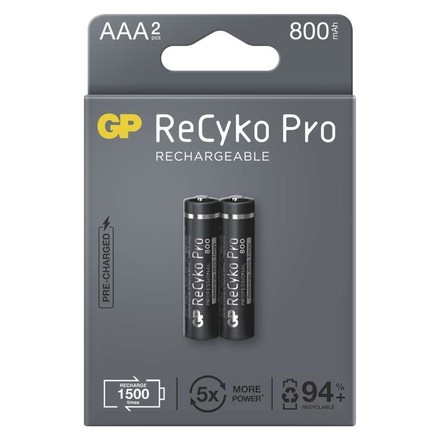 Nabíjecí mikrotužkové baterie GP ReCyko Pro 800 mAh AAA (HR03), 2 ks