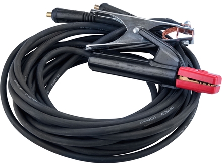 Kabely svařovací Extol Premium (8898221) sada 2ks, 16mm2, 5m, 10-25, kleště 200A, guma