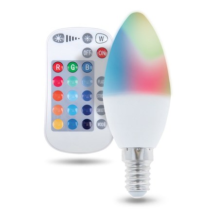 LED žárovka Forever svíčka, E14 RGB 5W s dálkovým ovládáním