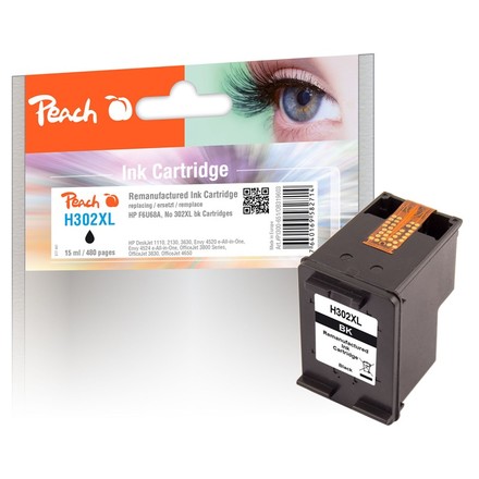 Inkoustová náplň Peach HP No. 302 XL kompatibilní - černá