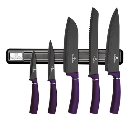 Sada nožů Berlingerhaus BH-2681 s magnetickým držákem 6 ks Purple Metallic Line