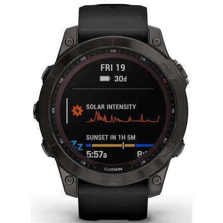 GPS hodinky Garmin fenix 7 PRO Sapphire Solar - Titan Carbon Gray/ Black Silicone Band