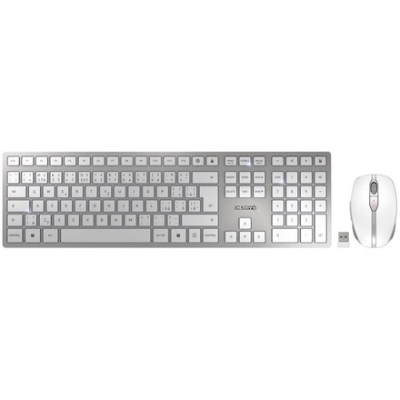 Sada klávesnice s myší Cherry DW 9100 SLIM CZ+SK - stříbrná/ bílá