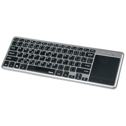 Počítačová klávesnice Hama KW-600T s touchpadem, pro Smart TV, CZ/ SK - stříbrná