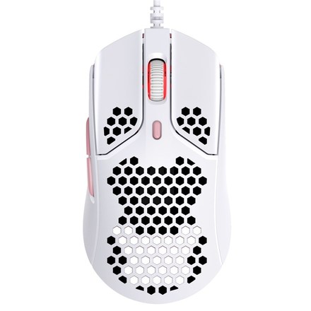 Počítačová myš HyperX Pulsefire Haste / optická/ 6 tlačítek/ 16000DPI - bílá/ růžová