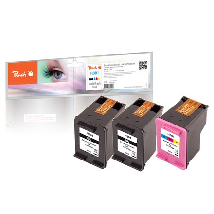 Inkoustová náplň Peach HP PI300-563, No. 301, MultiPack Plus, 2x5, 7, 1x6, 7 ml kompatibilní černá/ CMY