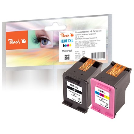 Inkoustová náplň Peach HP No. 301XL, MultiPack, 1x14, 1x13 ml kompatibilní černá/ CMY