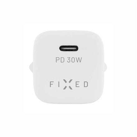 Nabíječka do sítě Fixed Mini 1xUSB-C PD 30W + USB-C kabel 1m - bílá