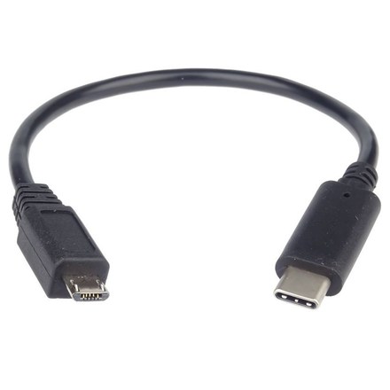 USB kabel PremiumCord Micro USB/ USB-C, 20 cm - černý