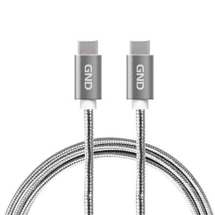 USB kabel GND USB-C / USB-C 3.1, PD, 1m, opletený, šedý