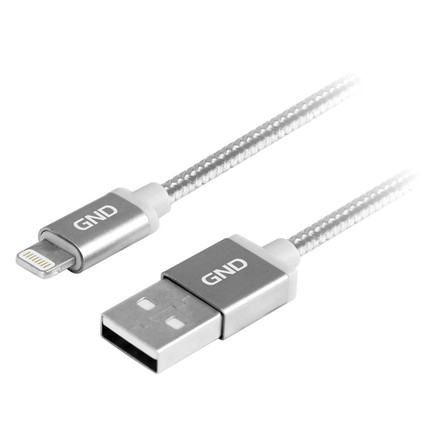 USB kabel GND USB / lightning MFI, 2m, opletený - titanium