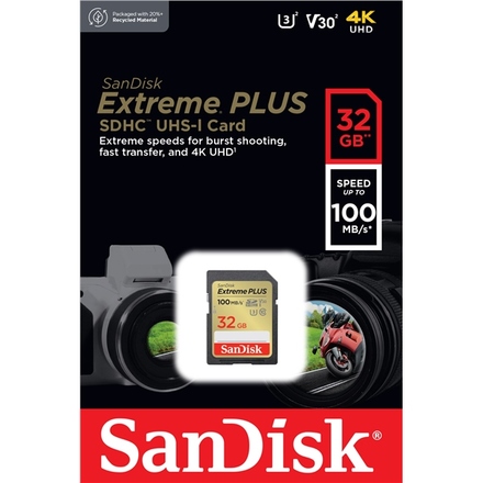 Paměťová karta SanDisk SDHC Extreme Plus 32GB UHS-I U3 (100R/ 60W)