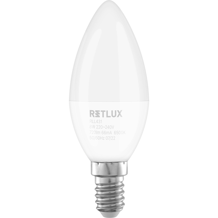 LED žárovka Retlux RLL 431 C37 E14 candle 8W DL