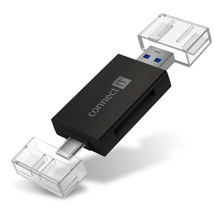 Čtečka paměťových karet Connect IT USB-C/ USB-A - černá