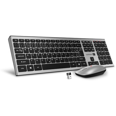 Set klávesnice a myši Connect IT Combo, CZ + SK layout - stříbrná