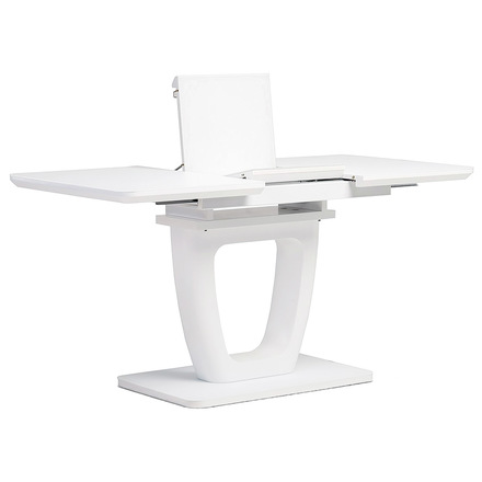 Moderní jídelní stůl Autronic Jídelní stůl 110+40x75 cm, bílá 4 mm skleněná deska, MDF, biely matný lak (HT-430 WT)