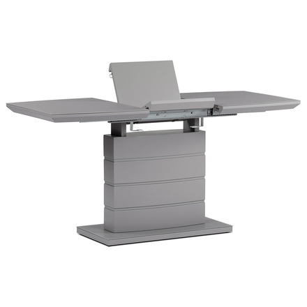 Moderní jídelní stůl Autronic Jídelní stůl 110+40x70 cm, šedá 4 mm skleněná deska, MDF, šedý matný lak (HT-420 GREY)