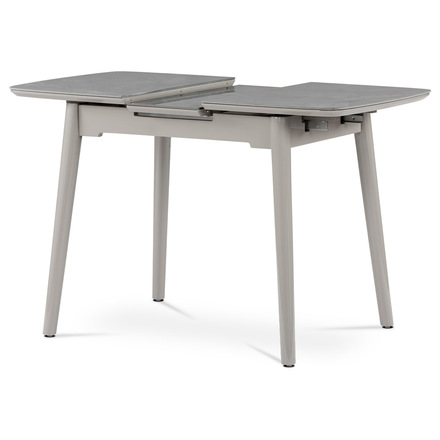 Moderní jídelní stůl Autronic Jídelní stůl 90+25x70 cm, keramická deska šedý mramor, masiv, šedý vysoký lesk (HT-400M GREY)