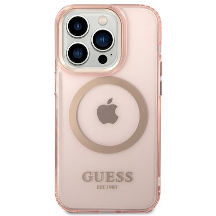 Kryt na mobil Guess Translucent MagSafe na Apple iPhone 14 Pro - růžový