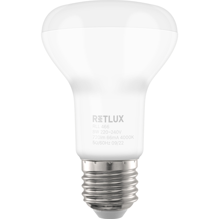 LED žárovka Retlux RLL 466 R63 E27 Spot 8W CW