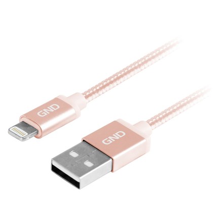 Lightning kabel GND USB / lightning MFI, 1m, opletený - zlatý