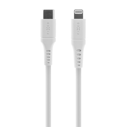 USB kabel Fixed Liquid silicone USB-C/ Lightning s podporou PD, MFi, 0, 5m - bílý