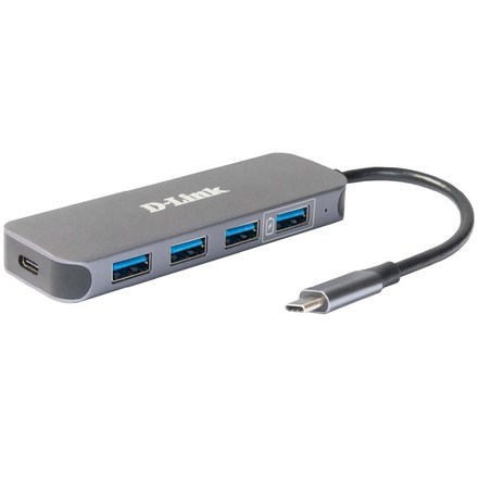 USB Hub D-Link USB-C na 4x USB 3.0 s funkcí Power Delivery - šedý