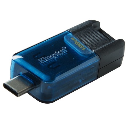 USB Flash disk Kingston DataTraveler 80 M 128GB, USB-C USB-C - černý/ modrý