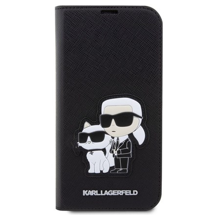 Pouzdro na mobil flipové Karl Lagerfeld PU Saffiano Karl and Choupette NFT Book na iPhone 14 Pro Max - černé