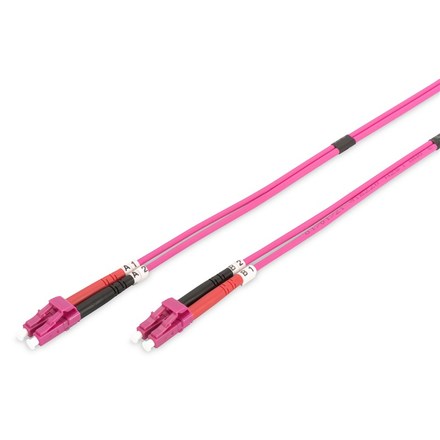 Optický kabel Digitus Optic Patch, LC / LC, Multimode, OM4, 50/ 125 µ, 7m - růžový