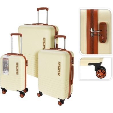 Cestovní kufr Excellent KO-DG9000980 na kolečkách sada 3 ks krémová