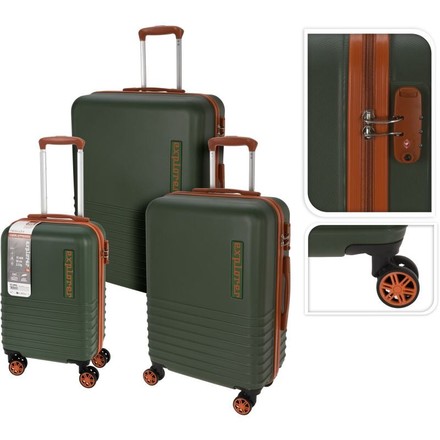 Cestovní kufr Excellent KO-DG9000980 na kolečkách sada 3 ks zelená