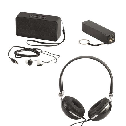 Set příslušenství, 2 x sluchátka, bluetooth reproduktor, powebanka ClipSonic TEA144