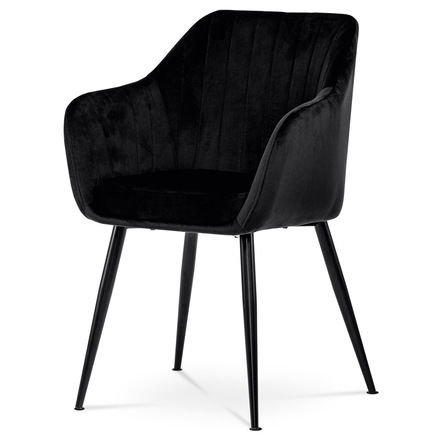 Moderní jídelní židle Autronic Jídelní židle, potah černá matná sametová látka, kovové nohy, černý matný lak (PIKA BK4)