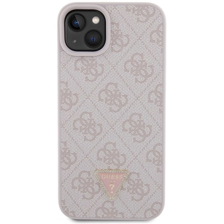 Kryt na mobil Guess 4G Strass Triangle Metal Logo na Apple iPhone 15 Plus - růžový