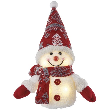Vánoční dekorace Emos DCFW04 LED vánoční sněhulák svítící, 25 cm, 3x AA, vnitřní, teplá bílá