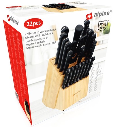 Sada nožů Alpina ED-212292 Sada nožů v dřevěném stojanu 22 ks